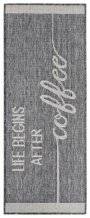 Běhoun Cucina Life Begins After Coffee 105627 Grey Cream