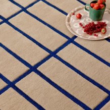 Designový vlněný koberec Marimekko Tiliskivi béžovo modrý 132908 Brink & Campman