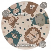 Dětský koberec Adventures 105968 Cream Brown Blue kruh