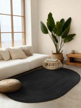 Kusový koberec Jute Braided 106322 Black ovál
