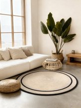 Kusový koberec Jute Braided 106331 Natural Black kruh