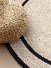 Kusový koberec Jute Braided 106331 Natural Black kruh