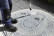 Kusový koberec Twin-Wendeteppiche 103104 creme blau kruh – na ven i na doma