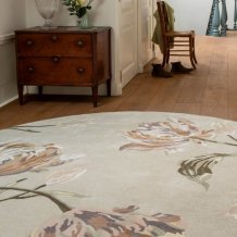 Květinový kruhový koberec Laura Ashley Gosford natural / sage green 81307  - kruh 200 - Brink & Campman