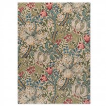 Květinový vlněný koberec Morris & Co Golden Lily green-red 130107 Brink & Campman