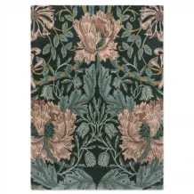 Květinový vlněný koberec Morris & Co Honeysuckle&Tulip teal 130407 Brink & Campman