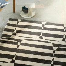 Moderní vlněný kusový koberec Scion Lohko Stripe charcoal  123105 Brink & Campman