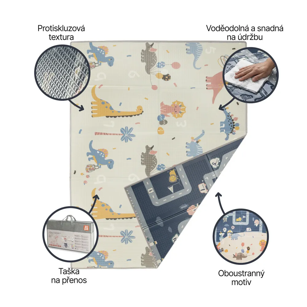 Multifunkční pěnová skládací podložka oboustranná CITY