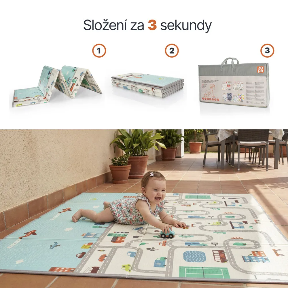 Multifunkční pěnová skládací podložka oboustranná DINO