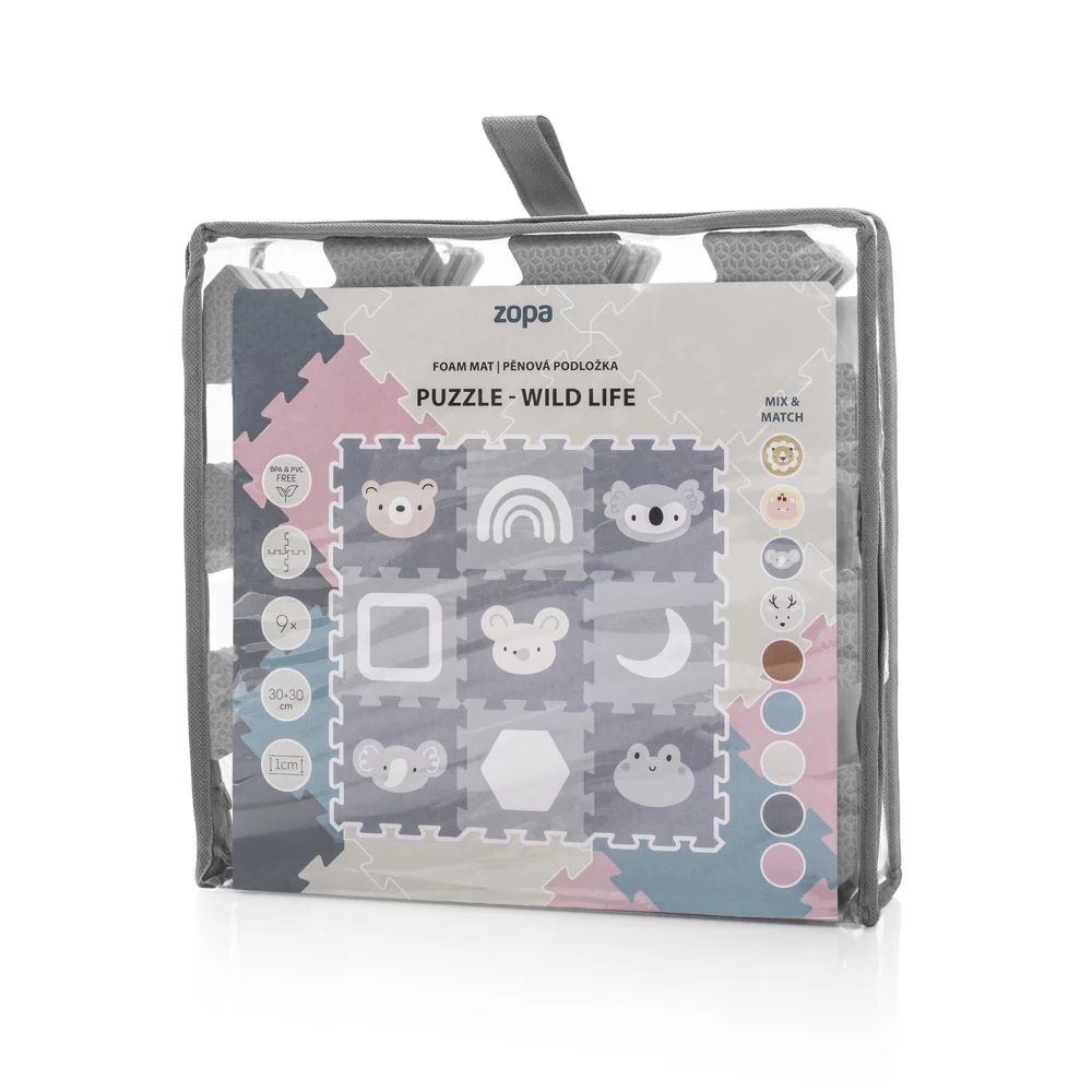 Pěnová podložka Puzzle 30x30 cm 9ks WILD LIFE