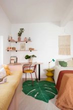 Přírodní koberec, ručně tkaný Monstera Leaf