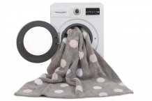 Přírodní koberec, ručně tkaný Tricolor Polka Dots Grey-Pink