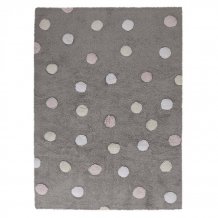 Přírodní koberec, ručně tkaný Tricolor Polka Dots Grey-Pink