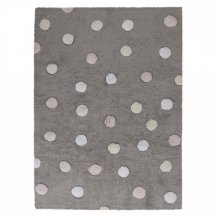 Ručně tkaný kusový koberec Tricolor Polka Dots Grey-Pink