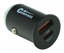 Zástrčka 12/24V nízkoprofilová QC3/PD3 USB-A/USB-C 30W