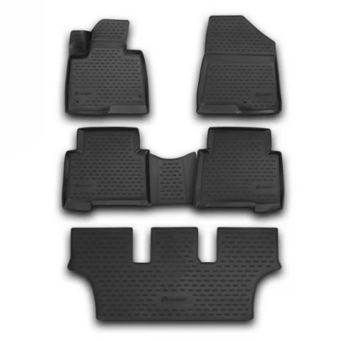 Gumové koberčeky Hyundai Santa Fe 2012-2018 (7 míst, Grand) - Novline 28 mm okraj
