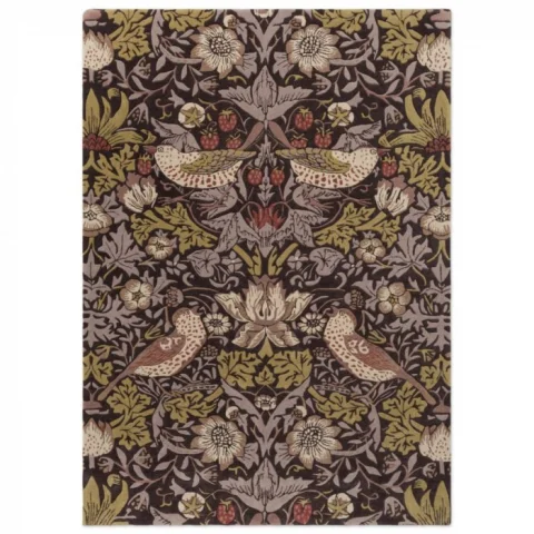 Luxusní květinový koberec Morris & Co Strawberry Thief grape 027705 Brink & Campman