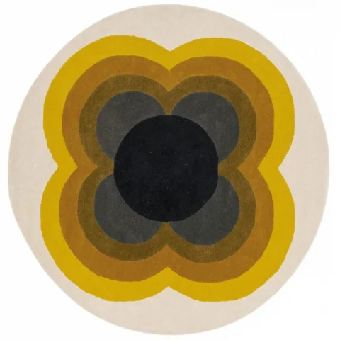 Moderní kruhový koberec Orla Kiely Sunflower Yellow 060006 - kruh 200 - Brink & Campman