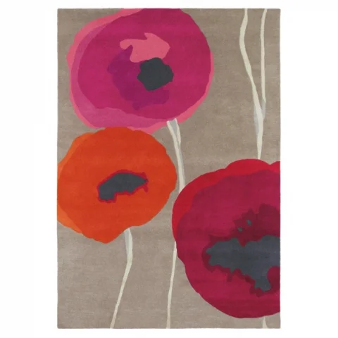 Vlněný kusový koberec Sanderson Poppies red/orange 45700 Brink & Campman